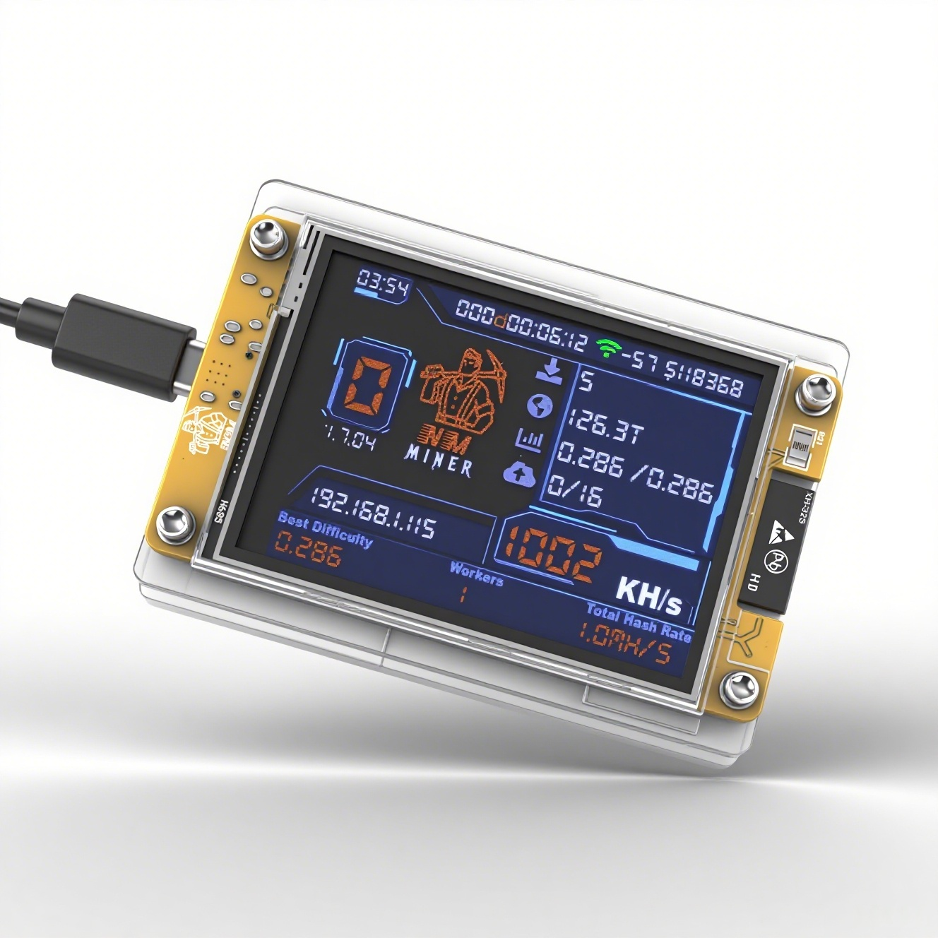 Nerdminer V2 Desktop BTC Miner – 980KH/s ESP32 Smart Clock for Home & Gift